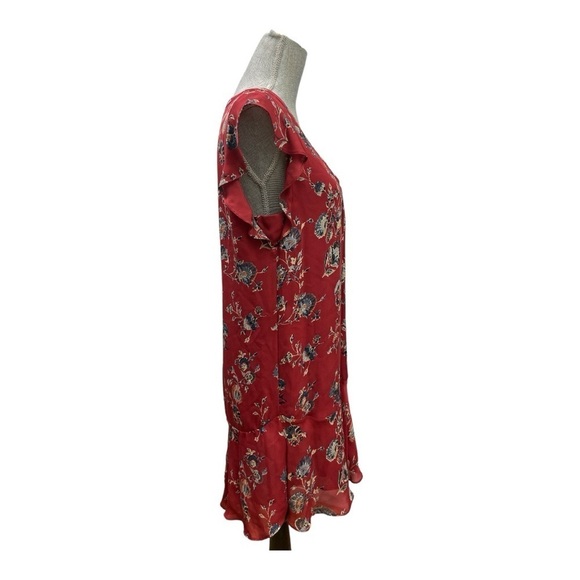 Joie Almarie B Tandoori Red Floral Silk Ruffle Lightweight
Mini Dress Size M - Picture 3 of 10